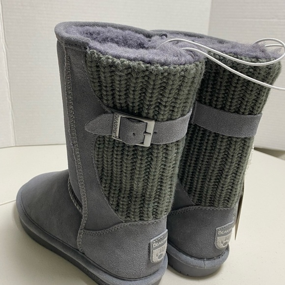 BNWT Bear Paw Suede Sherpa Knit Back with Buckle Detail Sz 7 - Picture 5 of 6